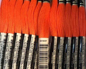 DMC 608 Bright Orange Embroidery Floss 2 Skeins 6 Strand Thread for Embroidery Cross Stitch Needlepoint Sewing Beading