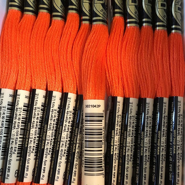 DMC 608 Bright Orange Embroidery Floss 2 Skeins 6 Strand Thread for Embroidery Cross Stitch Needlepoint Sewing Beading