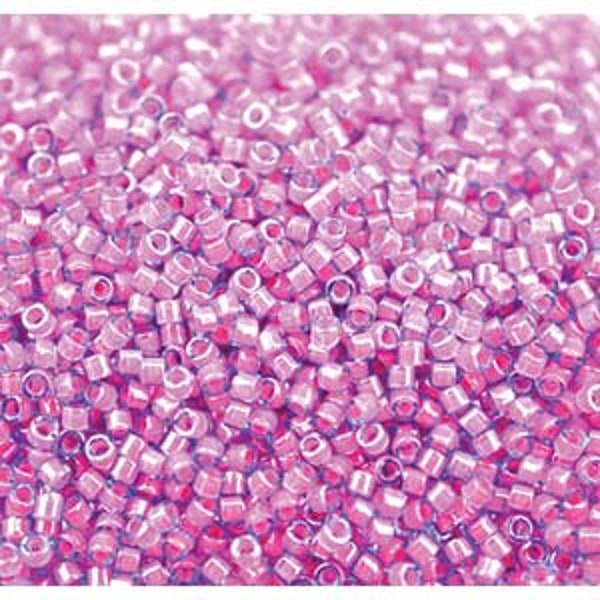 11/0 Miyuki Delica Luminous Pink Taffy Glass Seed Cylinder Beads 7.2 grams DB2048