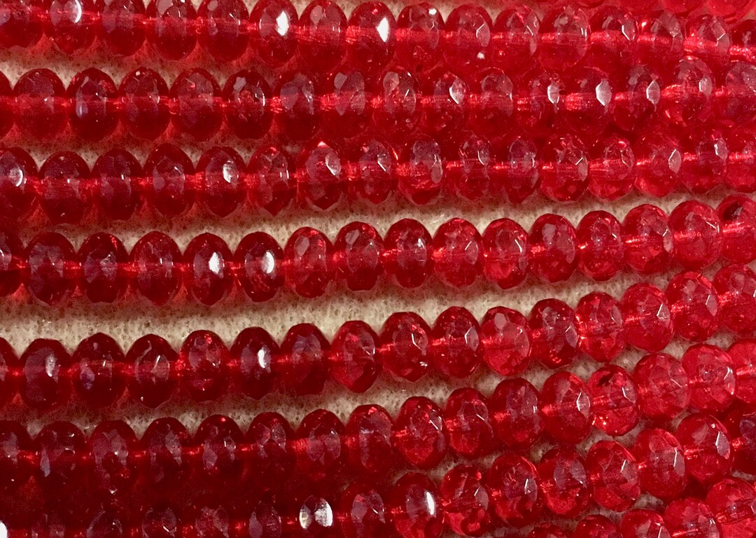 Rondelles Siam Ruby Red Transparent Czech Pressed Glass Large Faceted ...