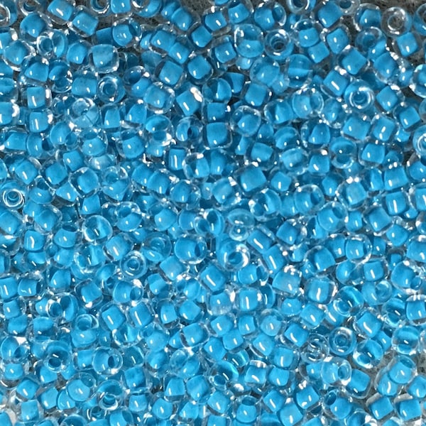 11/0 Teal Lined Crystal Japanese Glass Seed Beads 6 inch tube 28 grams #219