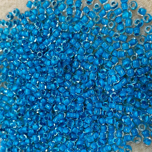 8/0 Teal Lined Crystal Japanese Glass Rocaille Seed Beads 6 Inch tube 28 grams #219