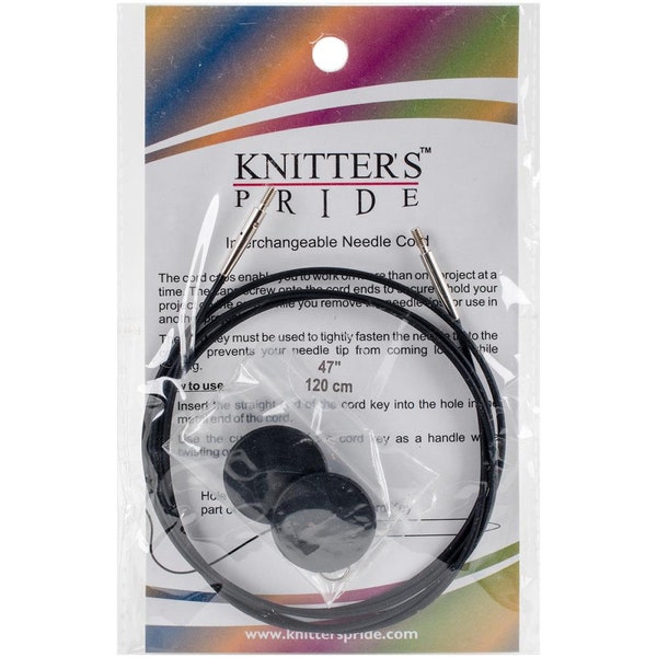 47 Inch Knitters Pride Interchangeable Circular Knitting Needle Cables Black Single Pack 37 inch long cord Fits Lykke and Knit Picks