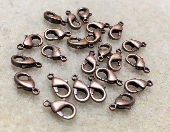 Lobster Clasps Antique Copper Lobster Claw Parrot Clasps 10mm x 5mm 24  Clasps 24 clasps F141B