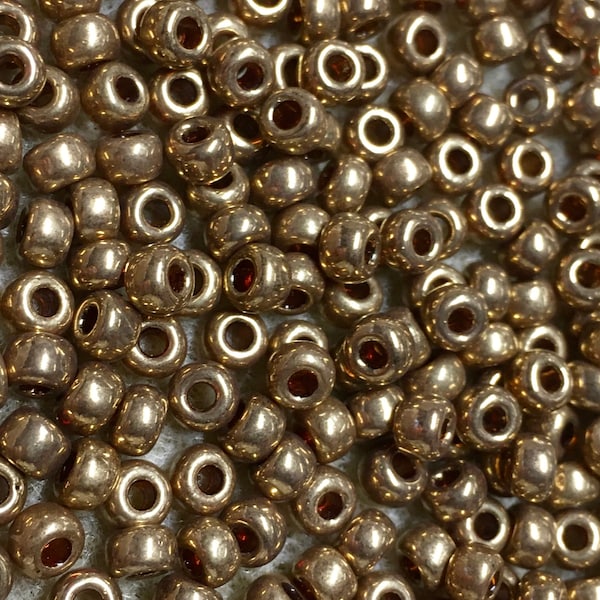 6/0 Metallic Light Bronze Japanese Seed Beads 6 Inch Tube 28 grams #457L