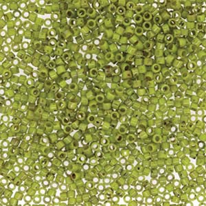 11/0 Miyuki Delica Chartreuse Green Matte Picasso Glass Seed Cylinder Beads 7.2 grams DB2265