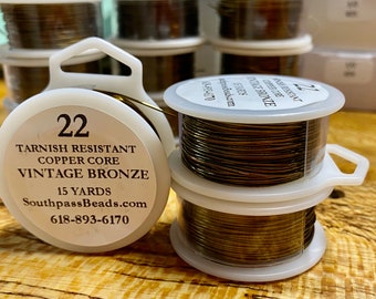 22 gauge Vintage Bronze Enameled Tarnish Resistant Copper Craft Wire 15 yards Made in USA