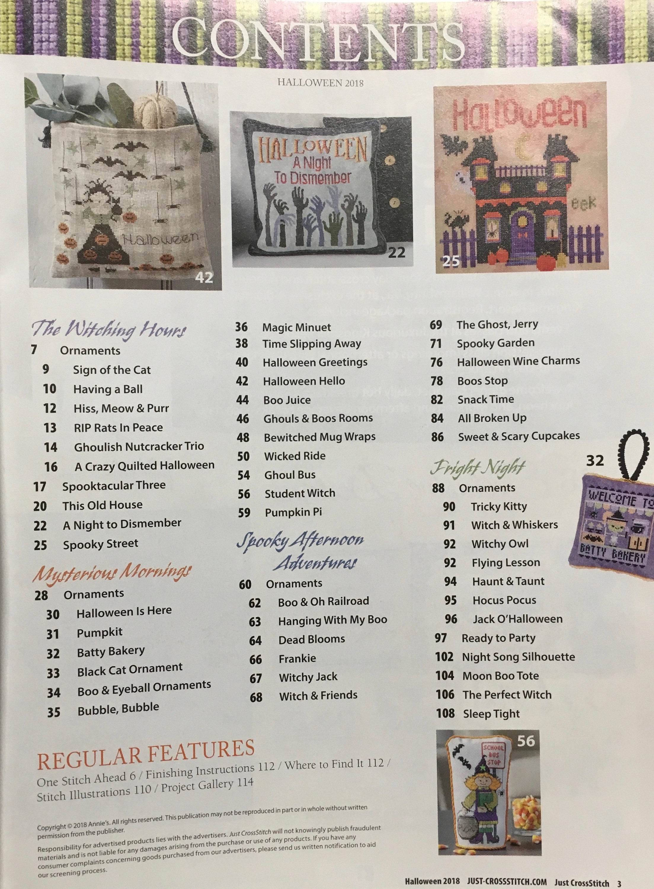 Halloween 2018 Special Collector/'s Issue 64 Designs Just Cross Stitch Magazine