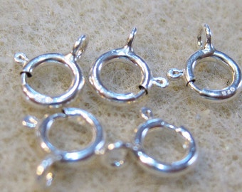 10 Sterling Silver Spring Ring Clasps 6mm F376A