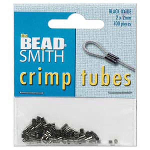 100 Black Oxide Gunmetal Plated Crimp Tubes 2mm x 2mm F426B