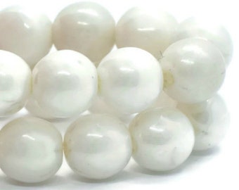 Round Druk Beads 6mm White with Luster Finish Czech Pressed Glass Rounds Beads 30 beads
