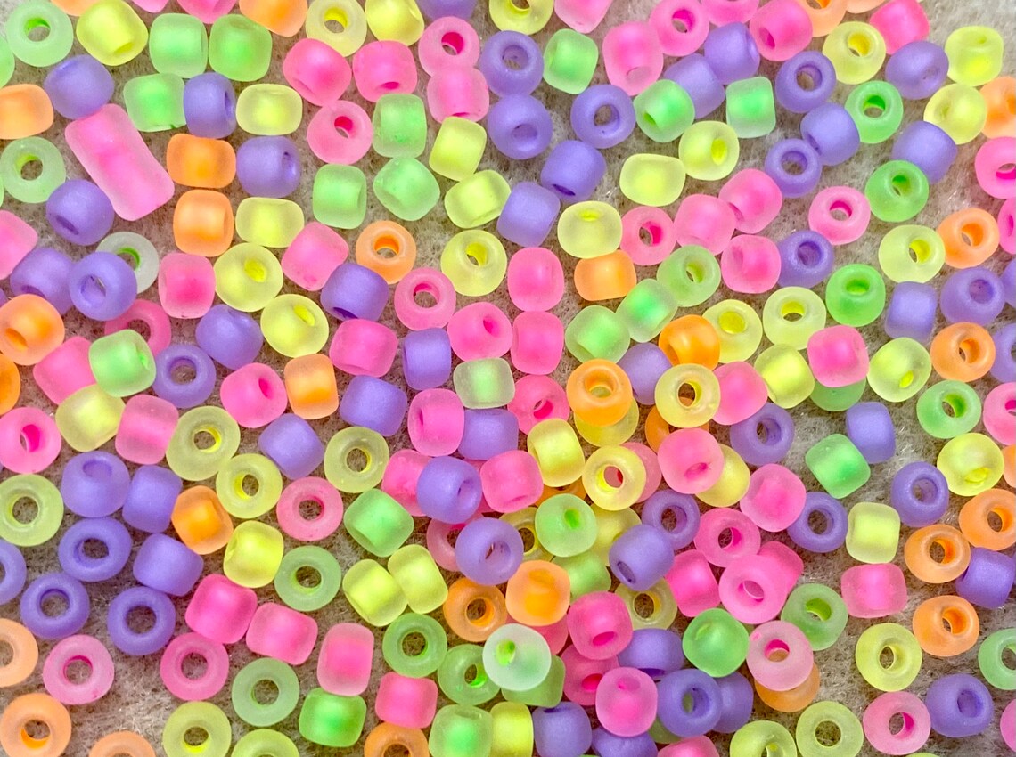 6/0 Frosted Neon Multi Mix Japanese Seed Beads 6 Inch Tube 28 Etsy
