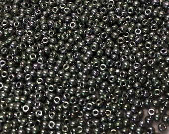 11/0 Metallic Dark Forest Green Japanese Glass Seed Beads 6 inch tube 28 grams #453A