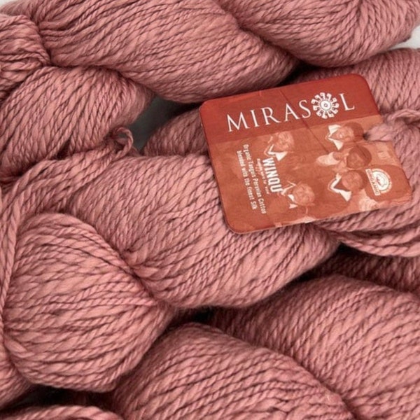 Winqu Cotton Silk Thick and Thin Yarn by Mirasol Worsted Weight 185 yards Antique Rose #10