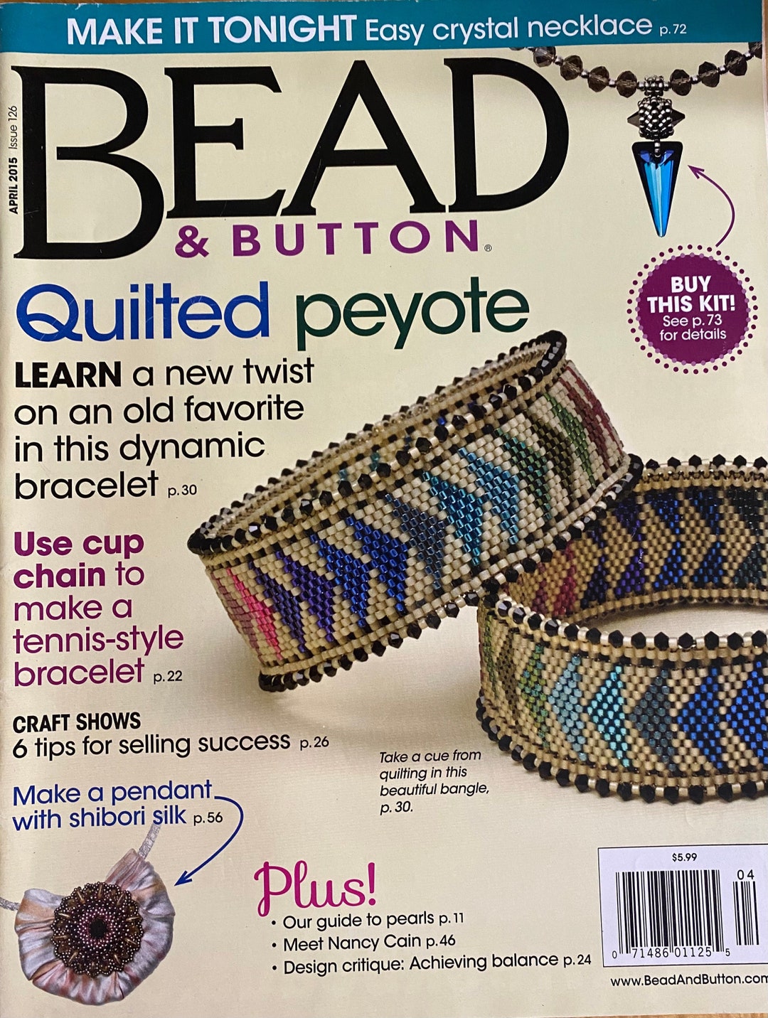 Bead and Button Magazine Easy Crystal Necklace Quilted Peyote Cup Chain ...
