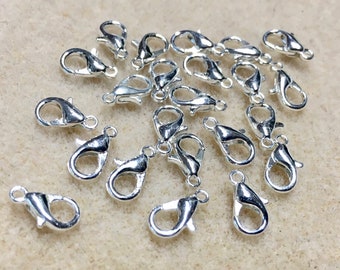 Lobster Clasps Silver Plated Lobster Claw Parrot Clasps 10mm x 5mm 24 Clasps 24 clasps F329A