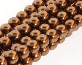 Antique Gold Czech Glass Round Pearl Beads 4mm Approx. 120 beads F279A