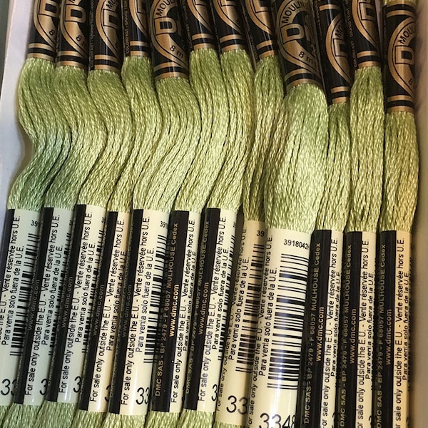 DMC 3348 Light Yellow Green Embroidery Floss 2 Skeins 6 Strand Thread for Embroidery Cross Stitch Needlepoint Sewing Beading