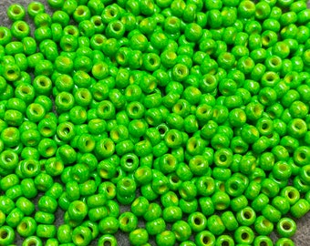 8/0 Opaque Lime Green Japanese Glass Seed Beads 6 inch tube 28 grams #411E