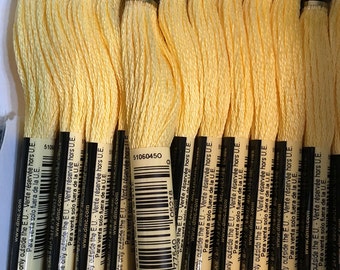 DMC 744 Pale Yellow Embroidery Floss 2 Skeins 6 Strand Thread for Embroidery Cross Stitch Needlepoint Sewing Beading