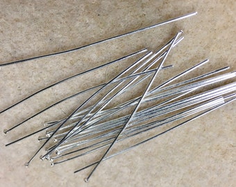 2 Inch Head Pins Silver Plated Headpins 2 Inches 20 Gauge 40 - Etsy