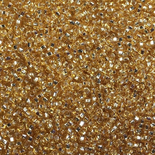 15/0 Gold Silver Lined Japanese Glass Rocaille Seed Beads 6 inch tube 28 grams #4