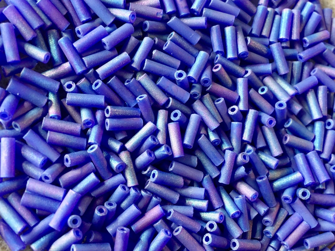 Bugle Beads 6mm Frosted Sapphire AB Japanese Glass Bugle Beads 28 Grams F177 Etsy
