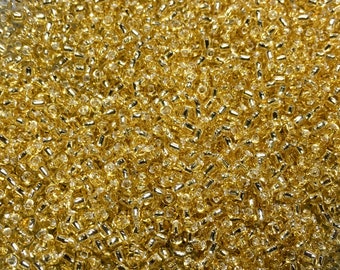 11/0 Silver Lined Light Gold Japanese Seed Beads 6 Inch Tube 28 grams #3