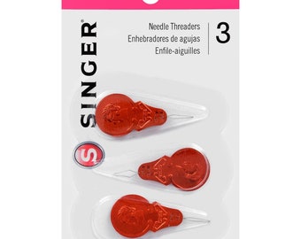 Basic Needle Threaders for Hand and Machine Needles Red Singer Package of 3