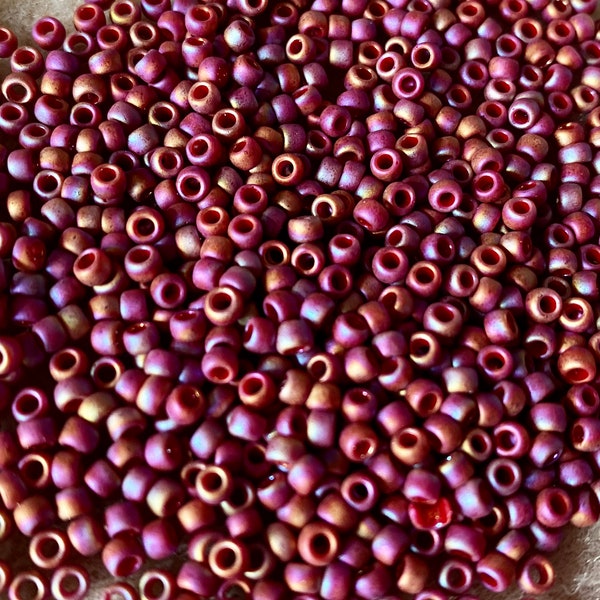 8/0 Semi Glazed Dark Red AB Toho Japanese Glass Rocaille Seed Beads 6 Inch tube 28 grams #2639F