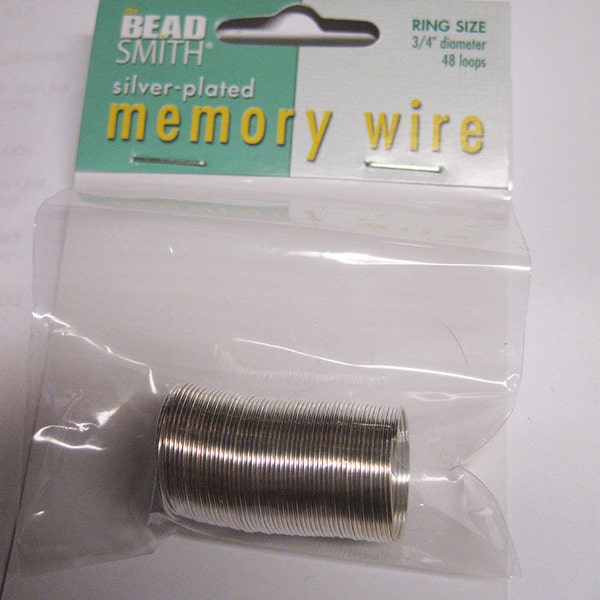 Memory Wire Ring Size .75 inch Diameter Silver Plated 48 loops CBWS3448