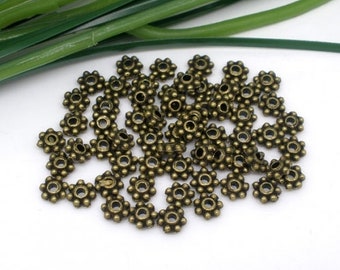 Antique Bronze Tone Heishe Daisy Spacers Rondelles 4mm Approx 250 pcs F416