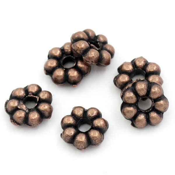 Heishe Daisy Spacers Rondelles Copper Tone Findings Beads 4.8mm with 1mm Hole Approx 100 beads F320