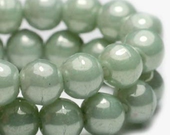 Druk Round Beads 4mm Opaque Laurel Green Czech Pressed Glass Round Druk Beads Approx. 50 beads