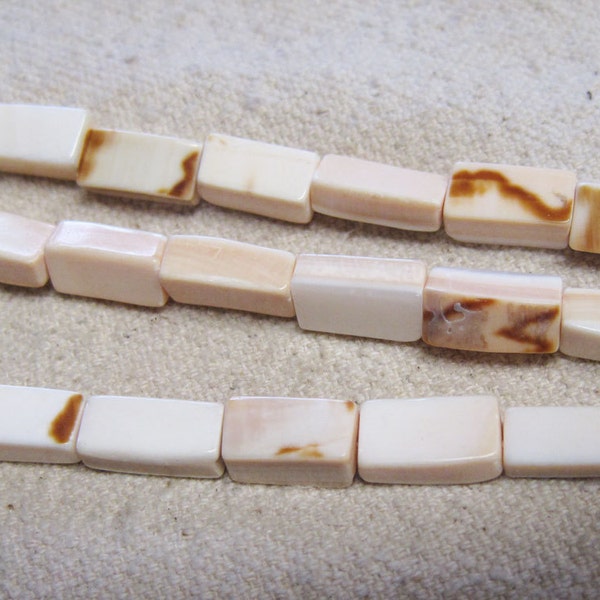 Clearance White Swirl Rectangle Natural Shell Beads 12mm x 6mm