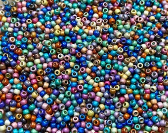 11/0 Perma Finish Frosted Rainbow Multi Color Metallic Mix Toho Japanese Seed Beads 6 Inch Tube 28 grams