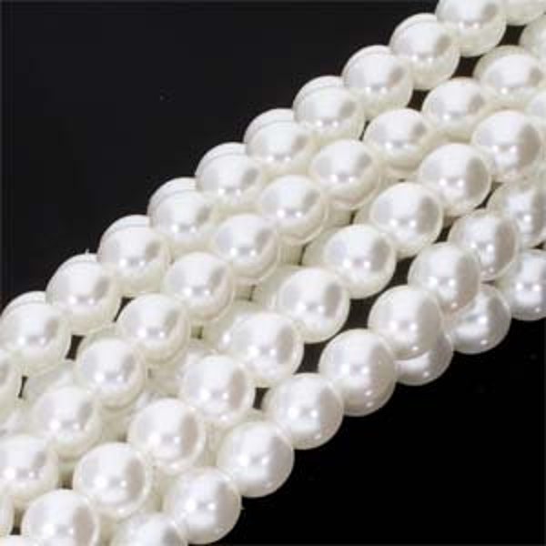 White Czech Glass Round Pearl Beads 4mm Approx. 120 beads F245