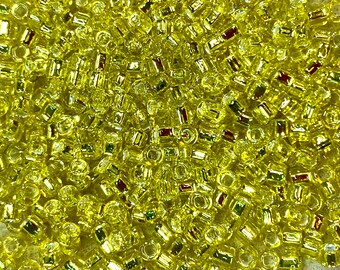 8/0 Yellow Silver Lined Japanese Glass Seed Beads 6 inch tube 28 grams #6
