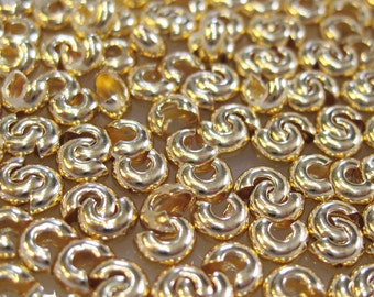 Crimp Covers 4mm Gold Plated for Crimp Beads or Tubes approx. 144 pcs F422