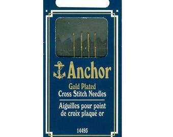 Needles for Cross Stitch Gold Plated Large Eye 4 Needles Size 24 English Needles