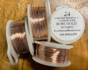 24 gauge Rose Gold Tarnish Resistant Copper Craft Wire 20 yards Made in the USA