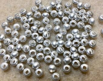 8/0 Matte Silver Plated Brass Seed Beads 6 Inch tube approx 56 grams