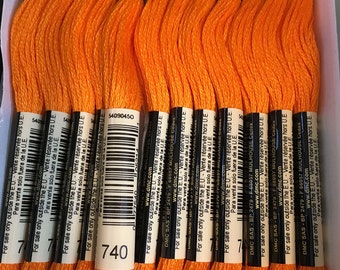 DMC 740 Tangerine Embroidery Floss 2 Skeins 6 Strand Thread for Embroidery Cross Stitch Needlepoint Sewing Beading