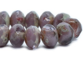 Rondelles Thistle with a Picasso Finish Czech Pressed Glass Small Faceted Rondelles 3mm x 5mm Approx. 30 beads