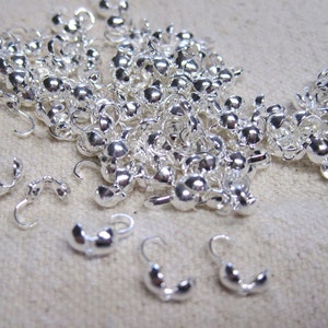Clam Tips Silver Plated Brass Bead Tip Clam Tip Knot Cover Calottes 10x3mm 10pcs F107C