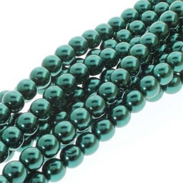 Deep Emerald Green Czech Glass Round Pearl Beads 4mm Approx. 120 beads F228B