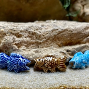 Fish Beads Peruvian Ceramic Large Hole Fishy Beads 22mm x 12mm 10 beads Choose From 5 Colors image 1