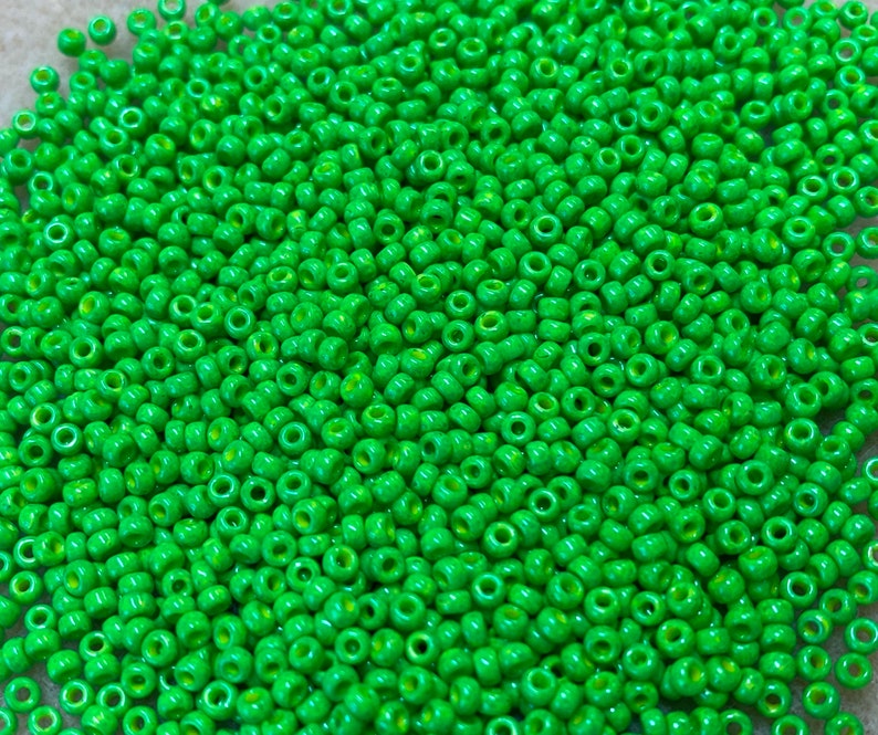 110 Lime Green Opaque Japanese Seed Beads 6 Inch Tube 28 grams #411E