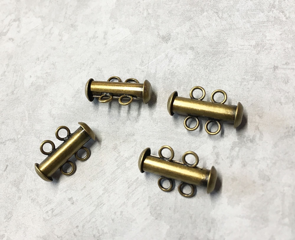 Slide Tube Clasp Antique Brass Plated Slide Tube Two Strand Etsy UK