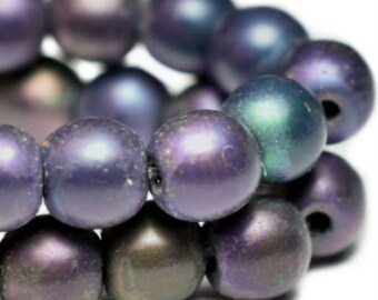 Druk Round 4mm Metallic Purple Pansy Mix aCzech Pressed Glass Round Druk Beads 50 beads